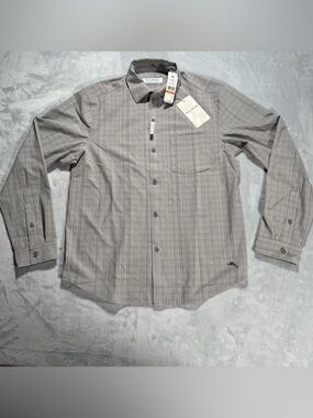 NWT Tommy Bahama Bahama Coast Sandbar Stripe Shirt Small Gray Plaid